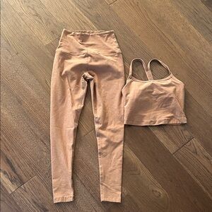 Beyond Yoga Tan Track Pants and Bra Set